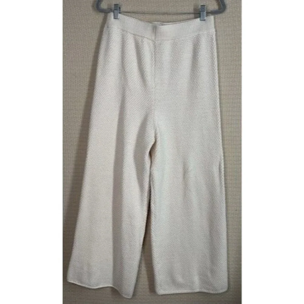 NWT Sincerely Jules Waffle Knit Pull On Wide Leg‎ Pants Women Size XL Cream